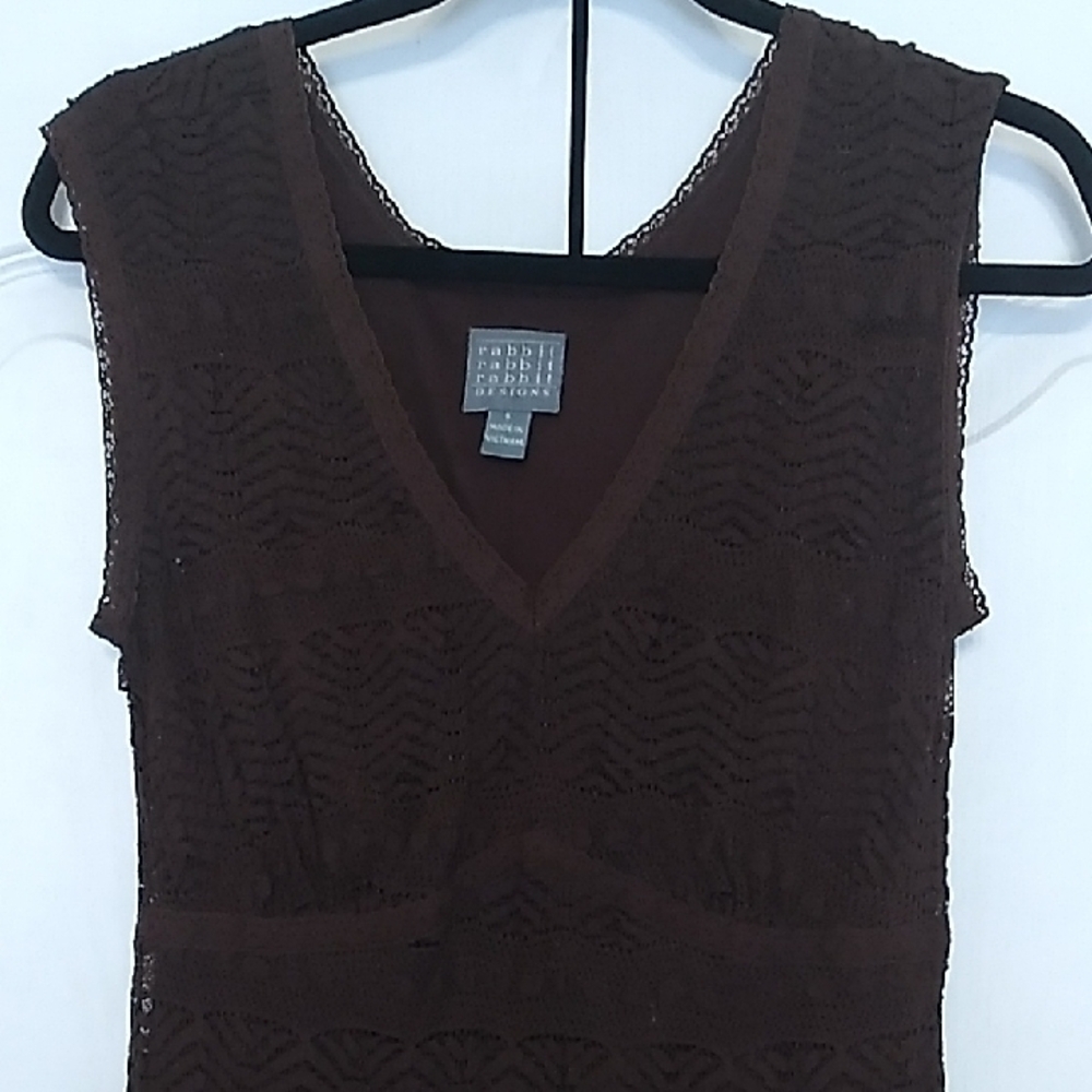 Rabbit Rabbit Rabbit Brown Ribbed Sheath Midi Dress - Picture 3 of 4